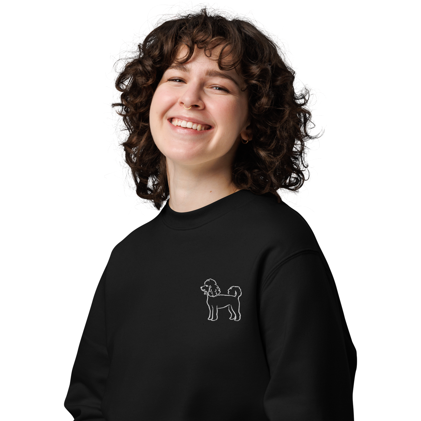 Miniature Poodle Ginger - Unisex Eco Sweater (Black)