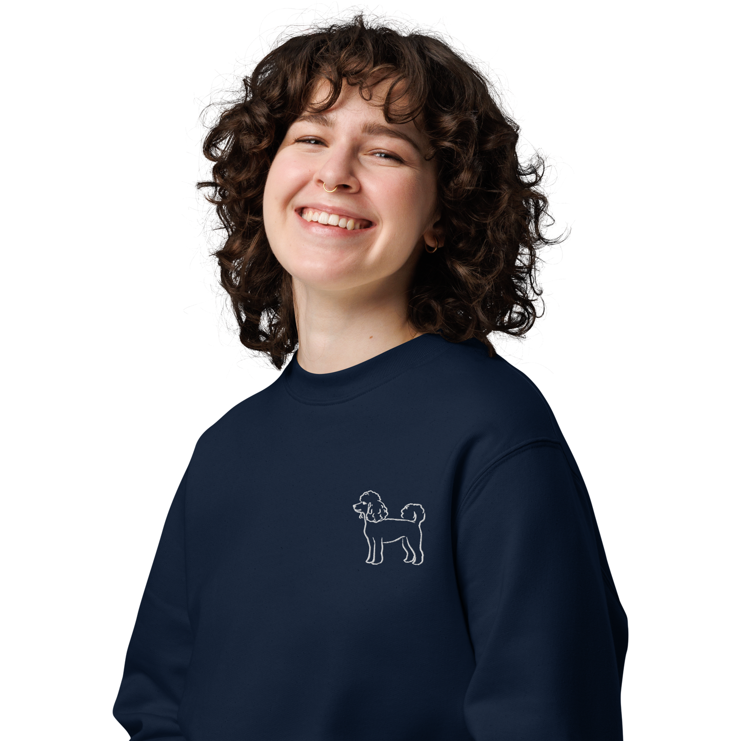 Miniature Poodle Ginger - Unisex Eco Sweater (Blue)